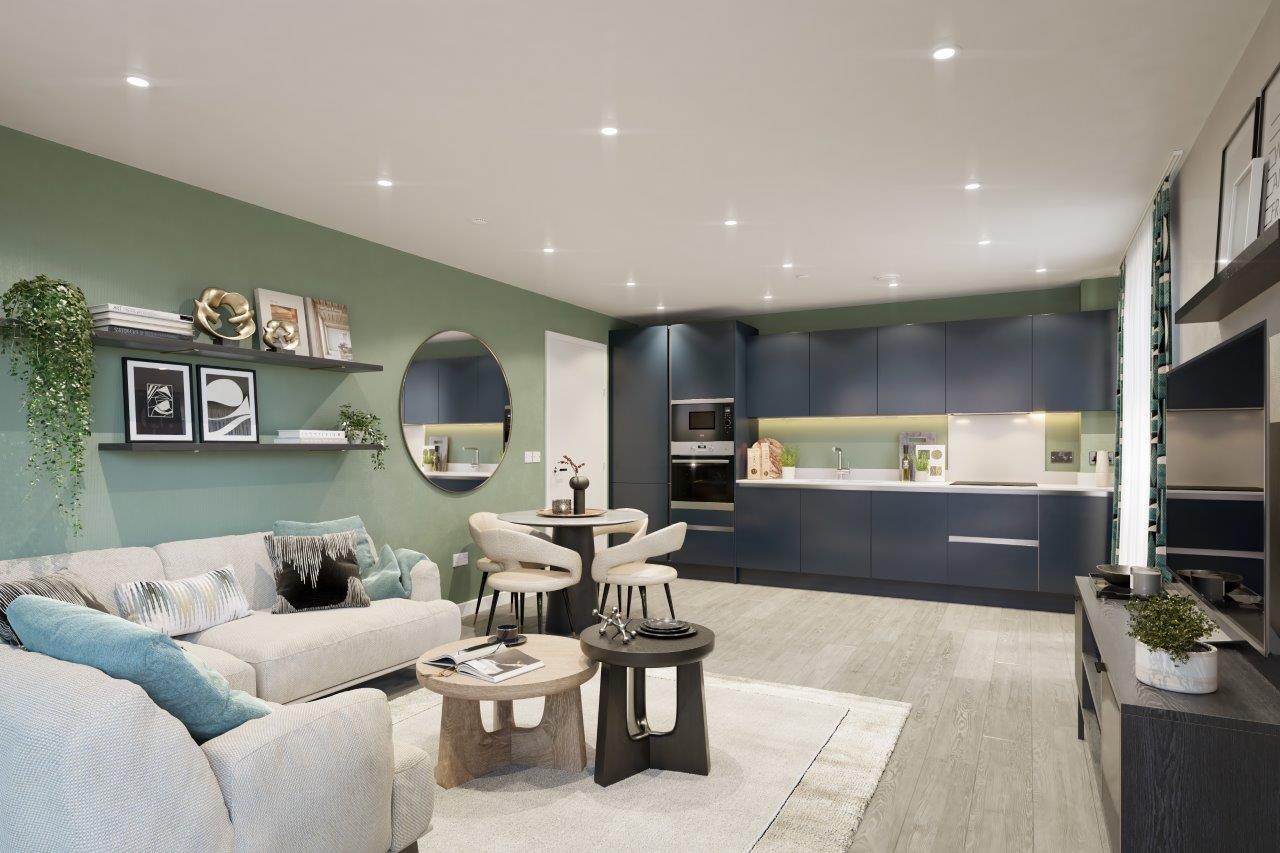 Canalside Quarter Apartment Living Room/Kitchen CGI