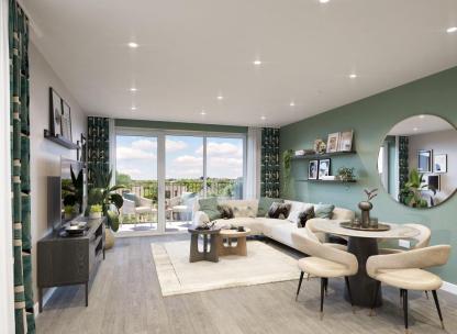 Canalside Quarter Apartment Living Room CGI