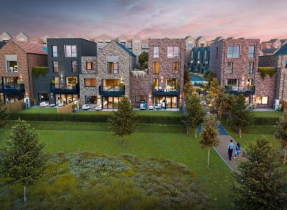 Canalside Quarter- The Villas Street Scene Dusk 