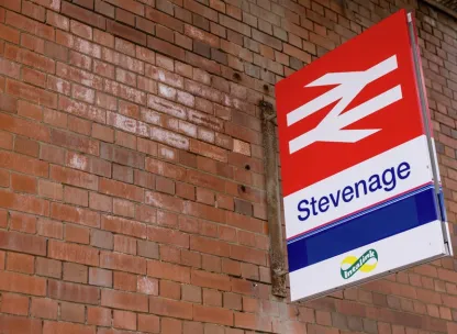 Stevenage railway station sign