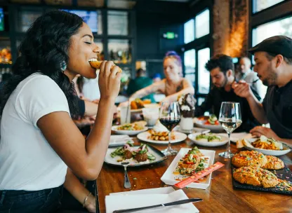 People eating at restaurant