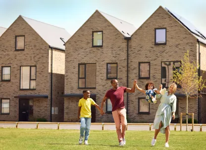 Family outside Timberworks, Cambridge 