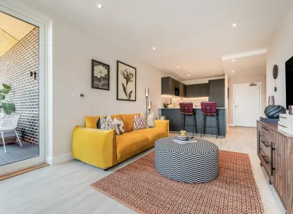 The Liberty, one bed one bath show home, living space