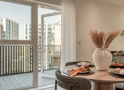 Kew Bridge Rise, Apartment 52, Living Room and Balcony