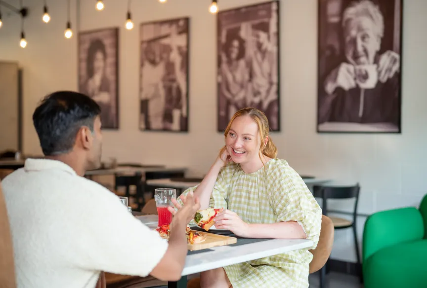 Couple sitting in restaurant at Marleigh Park
