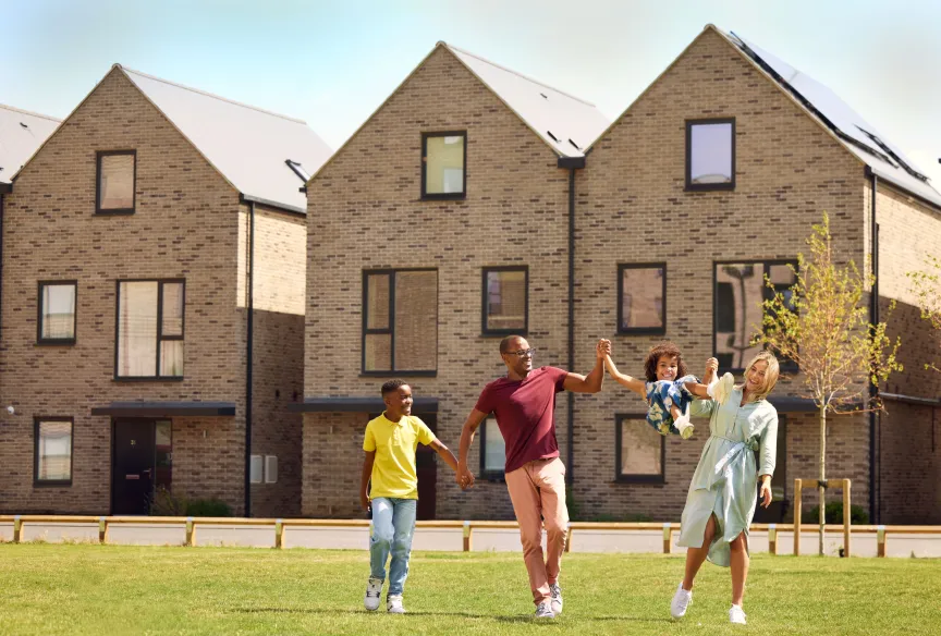 Family outside Timberworks, Cambridge 