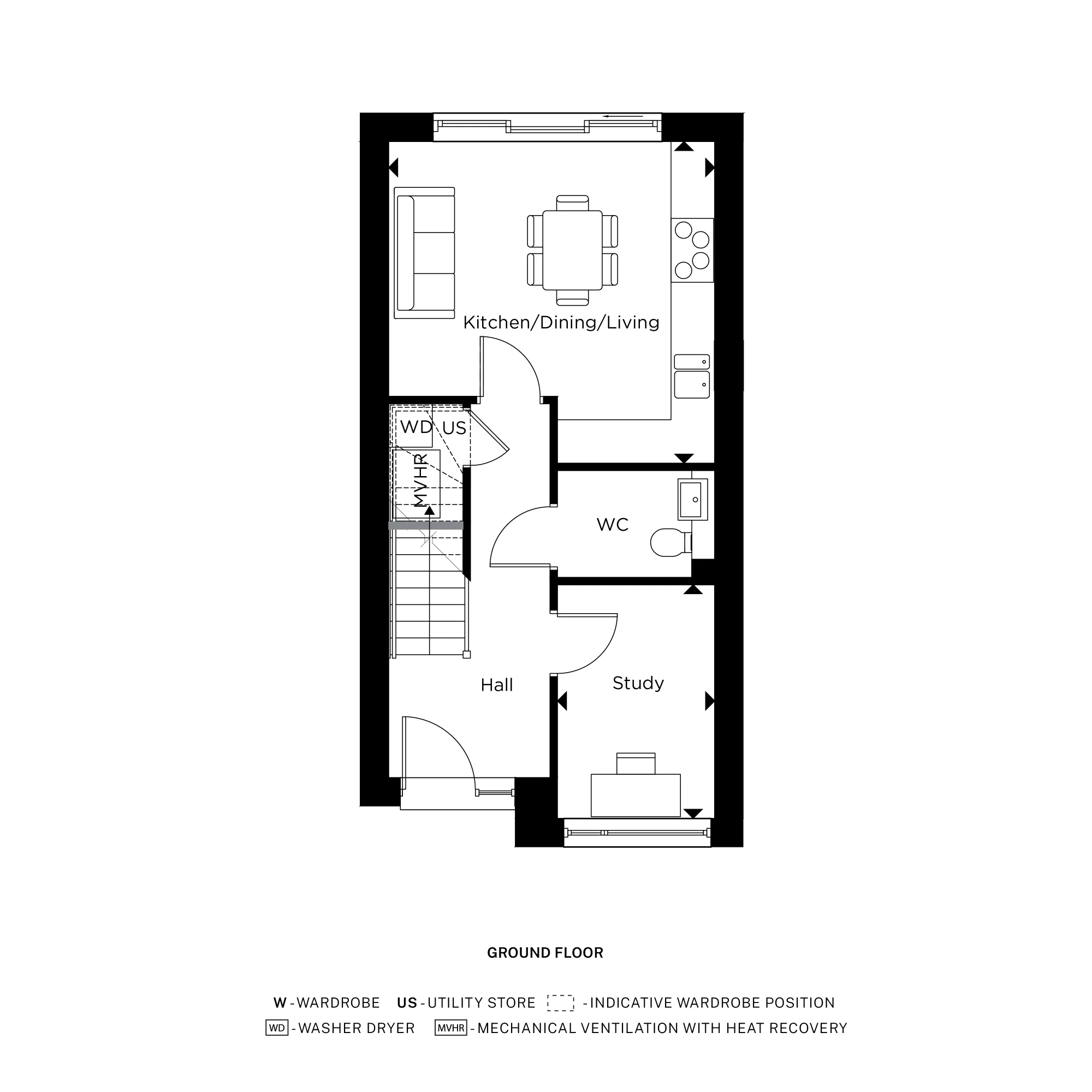 Plot 12 - The Meade B Ground Floor Floorplan