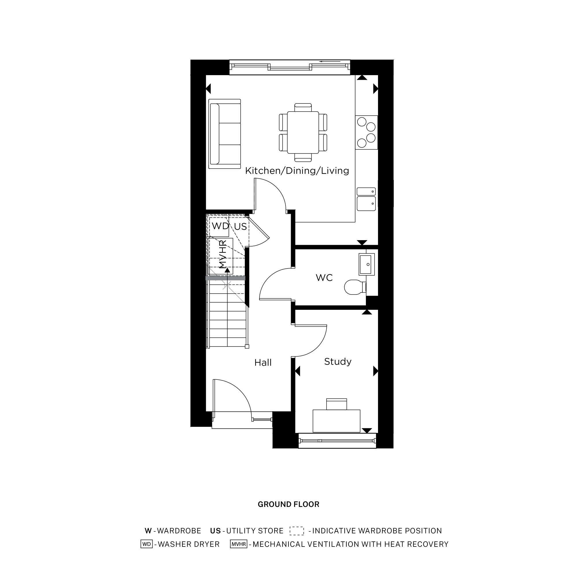 Plot 12 - The Meade B Ground Floor Floorplan