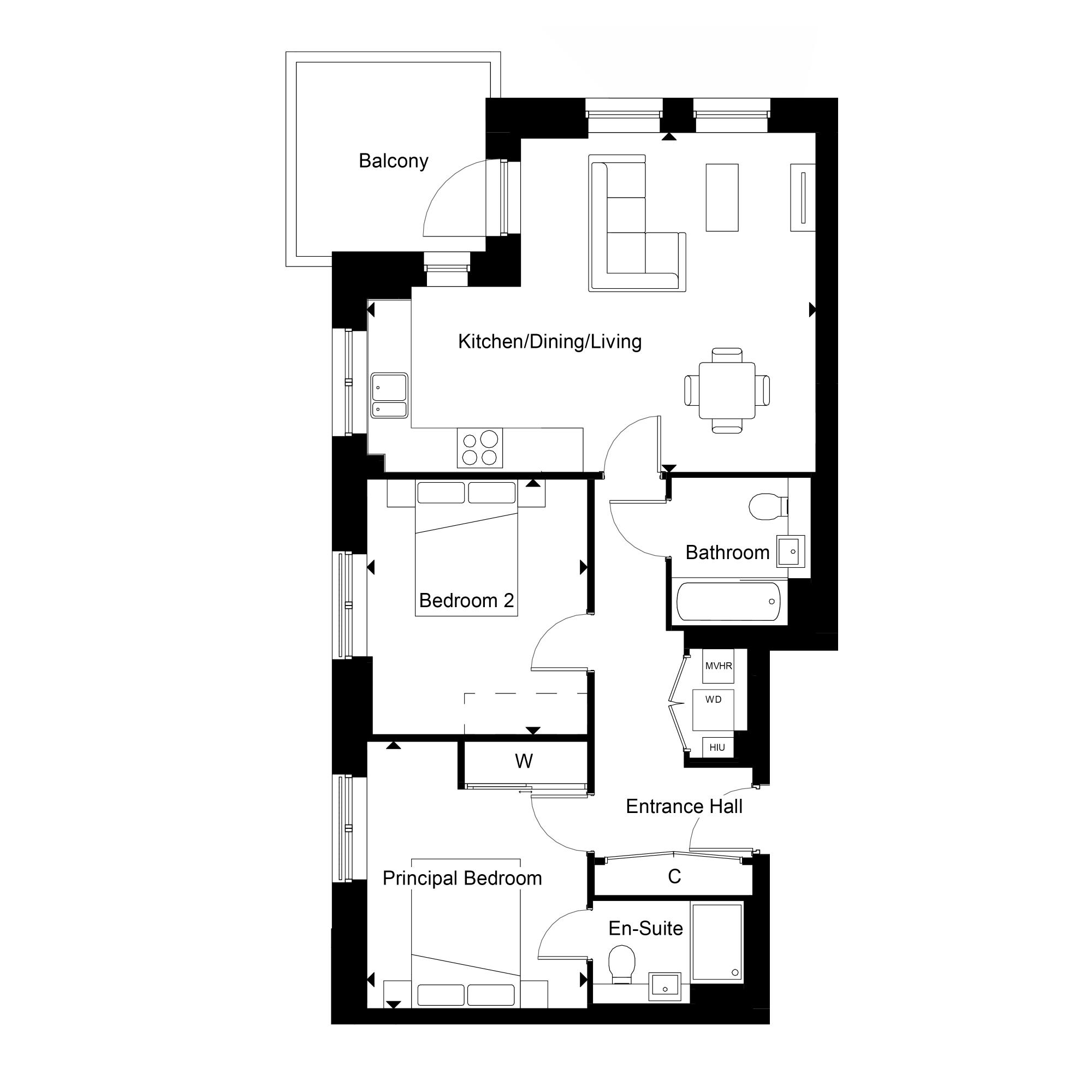 Apartment 43 Foxtail House Floorplan
