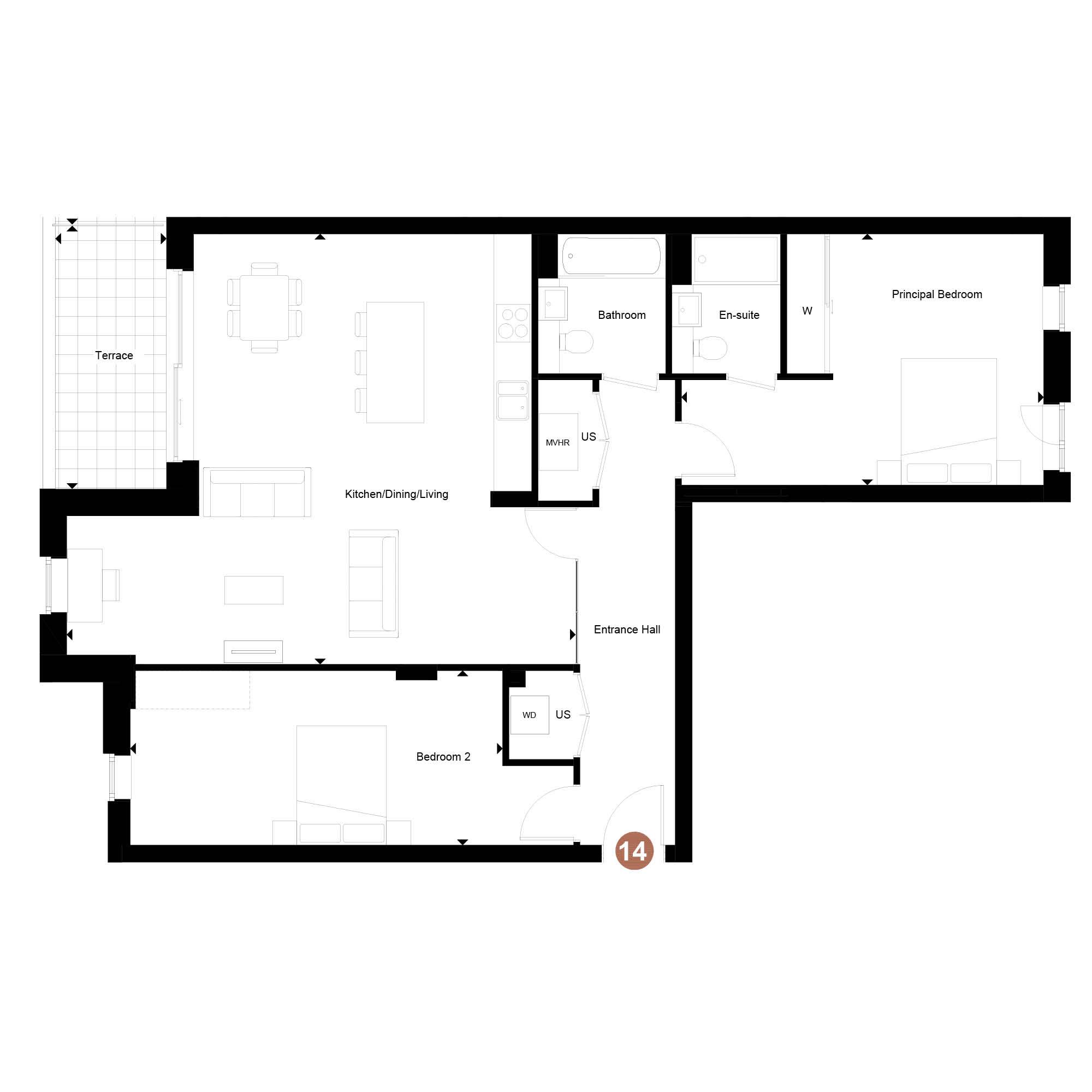 The Legacy Apartments, Number 14 Floorplan