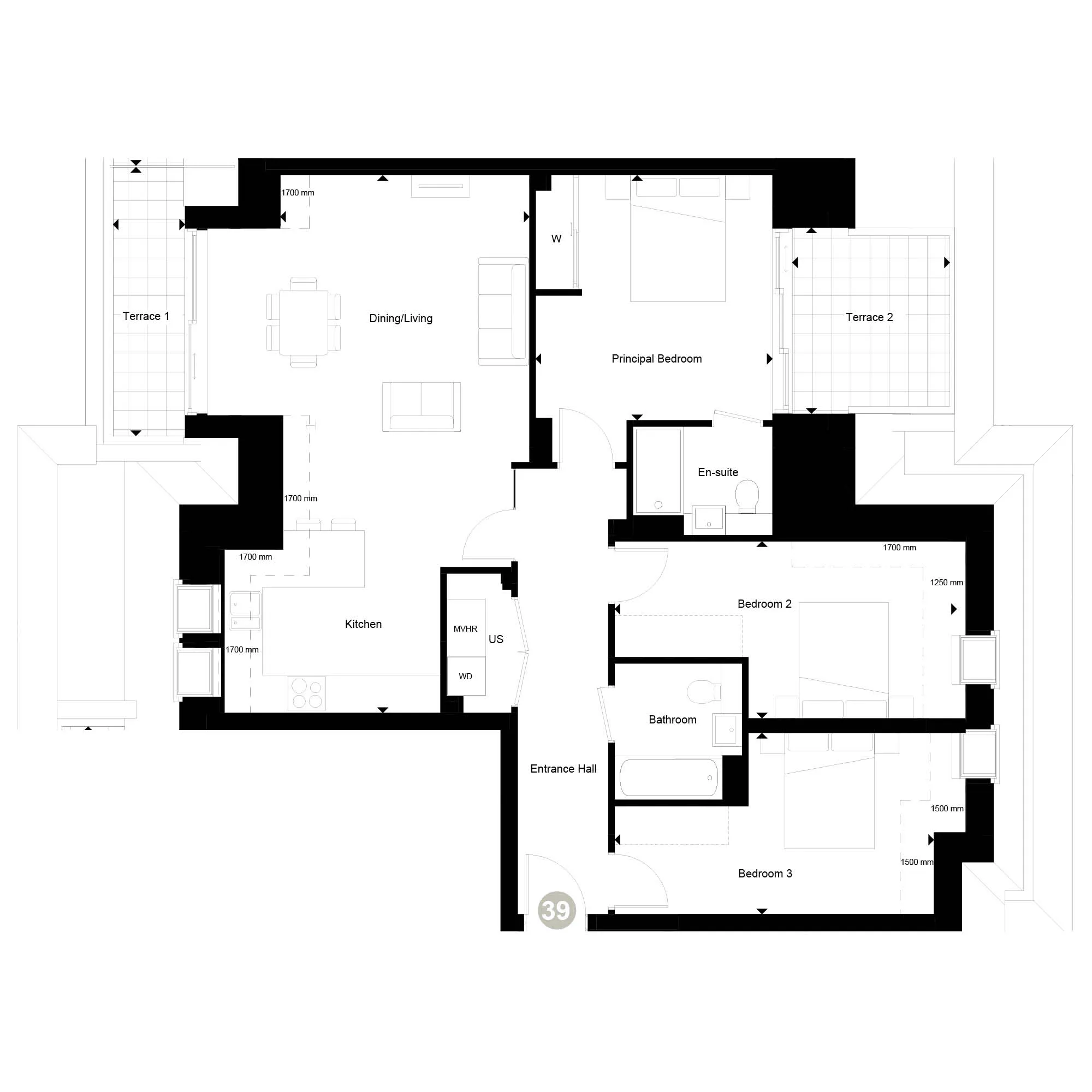 The Legacy Apartments, Number 39 Floorplan