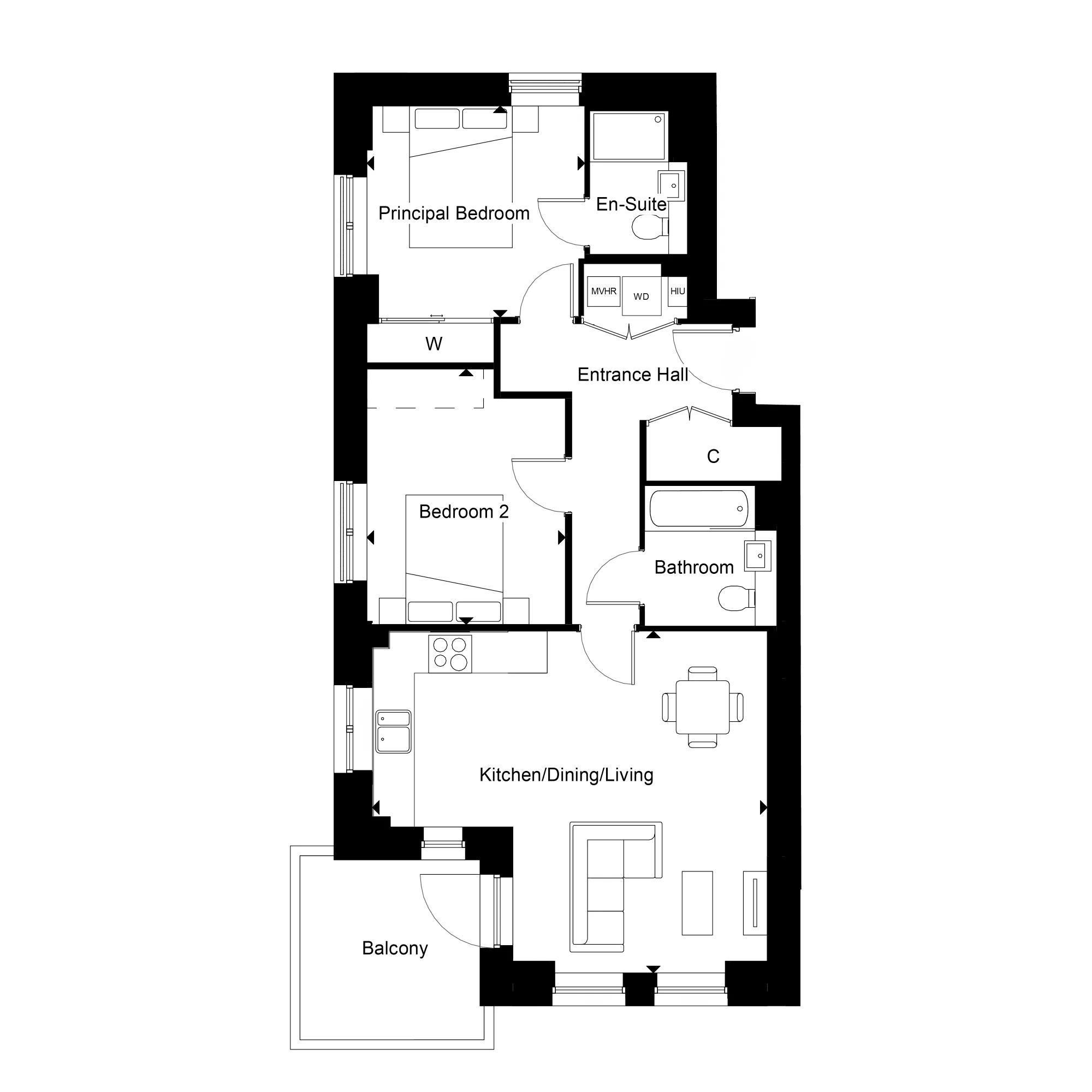 Marram House, Apartment 106 Floorplan
