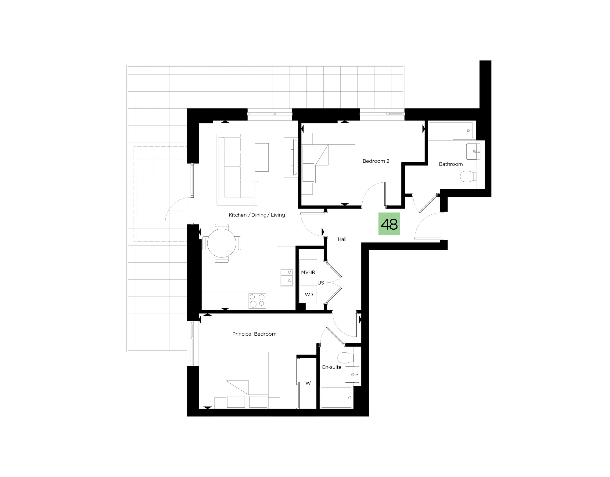 City Reach - Block E1, Ida Court - Ground Floor - Plot 48 Floorplan 
