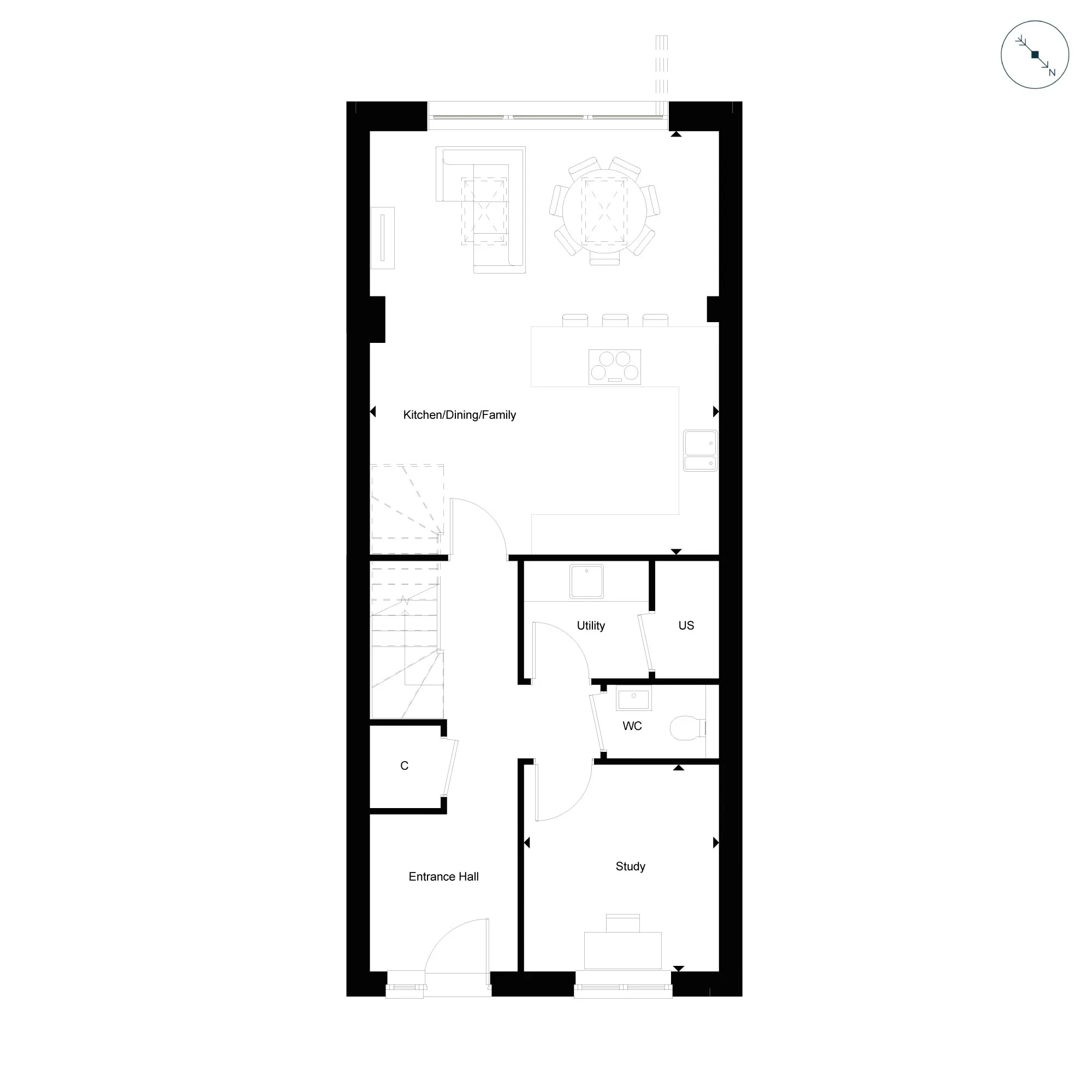 The Mews House, Number 60 GF with compass
