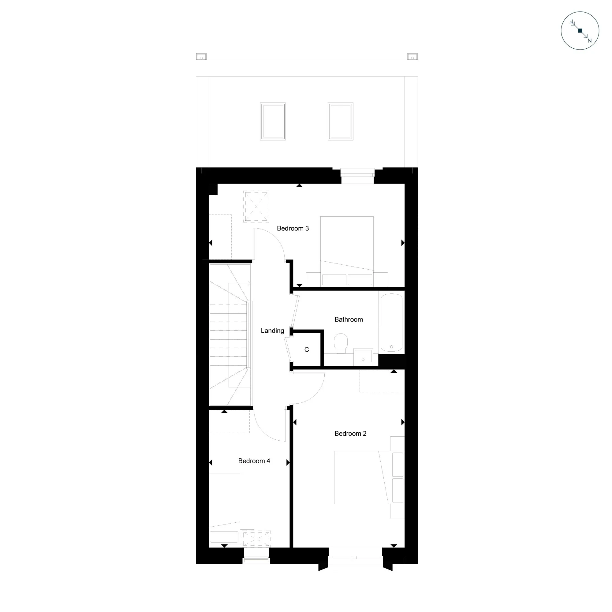 The Mews House, Number 60 SF with compass