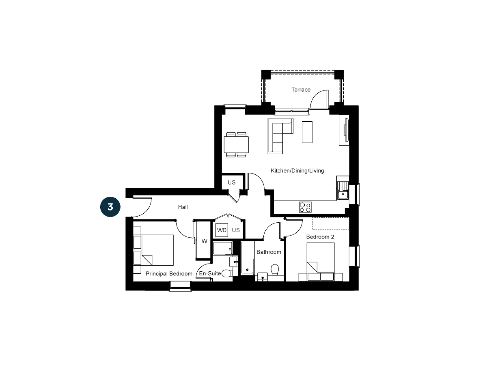 The Lily, Number 3 floorplan