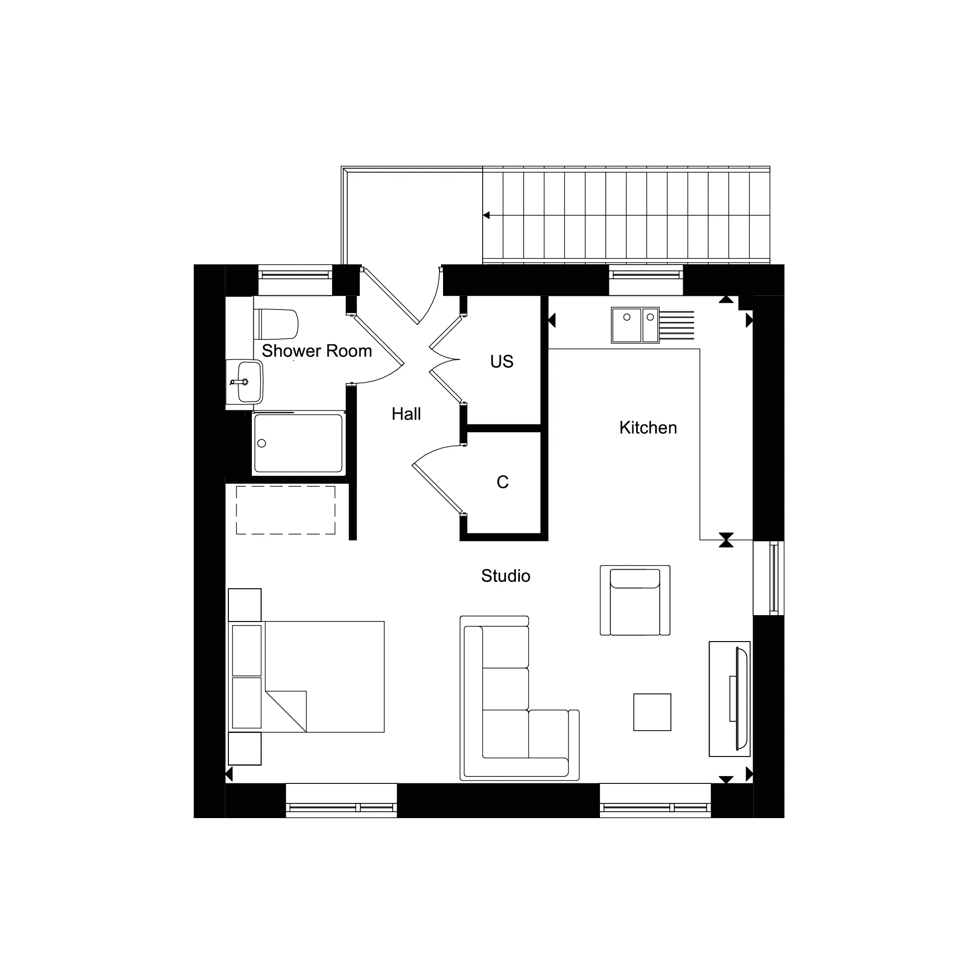 The Byron Studio Floorplan 