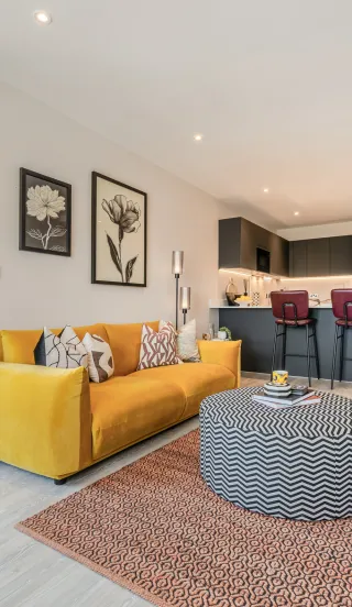 The Liberty, one bed one bath show home, living space