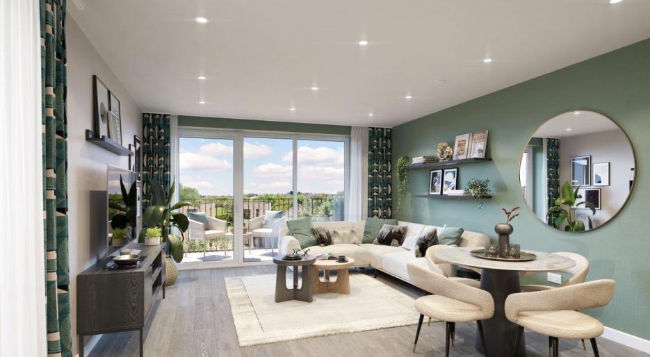 Canalside Quarter Apartment Living Room CGI