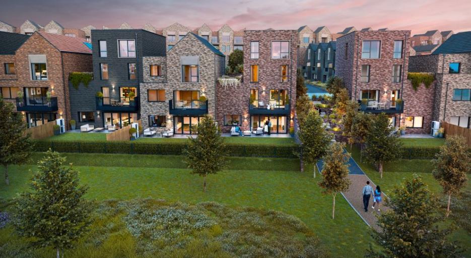 Canalside Quarter- The Villas Street Scene Dusk 
