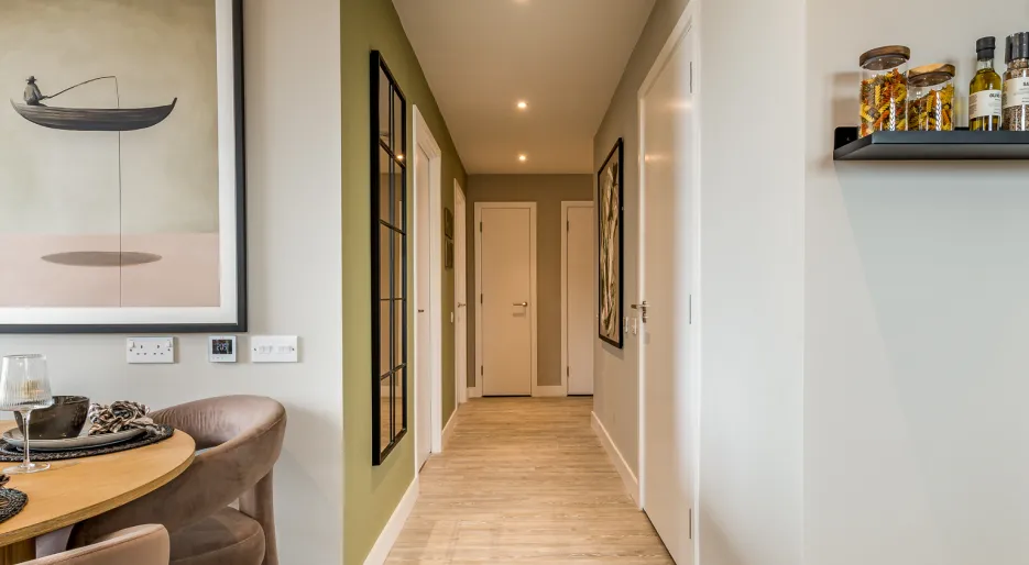 hallway wide shot portrait