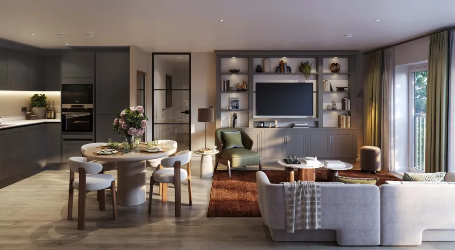 The Clifton Collection,  Regency Mews Kitchen, Dining, Living CGI