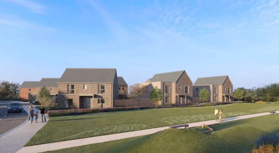 Hartmere Street Scene CGI with grassland