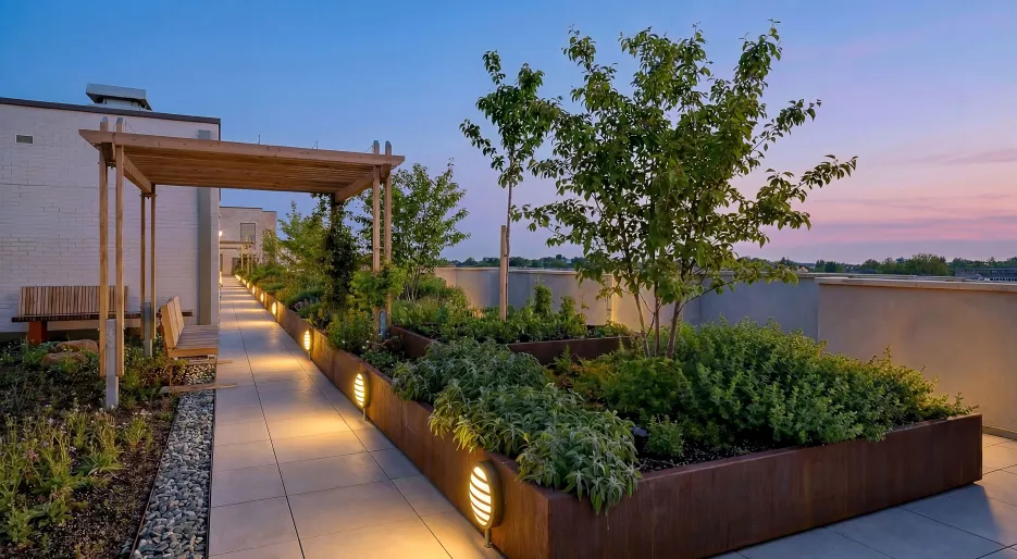 Rooftop Garden at The icon_Dusk