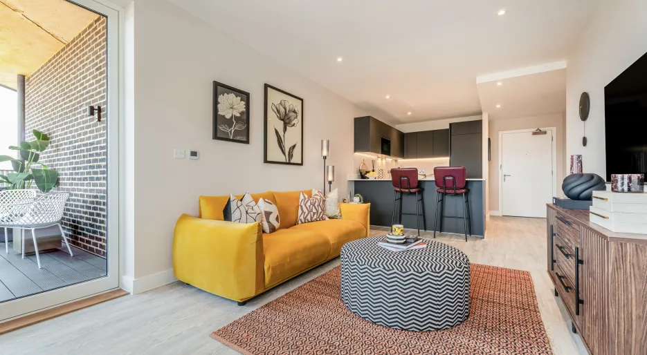 The Liberty, one bed one bath show home, living space