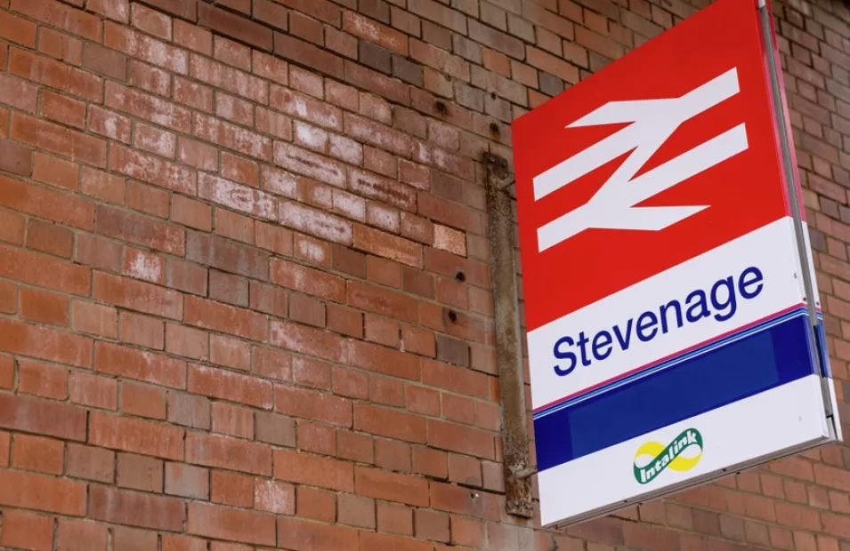 Stevenage railway station sign