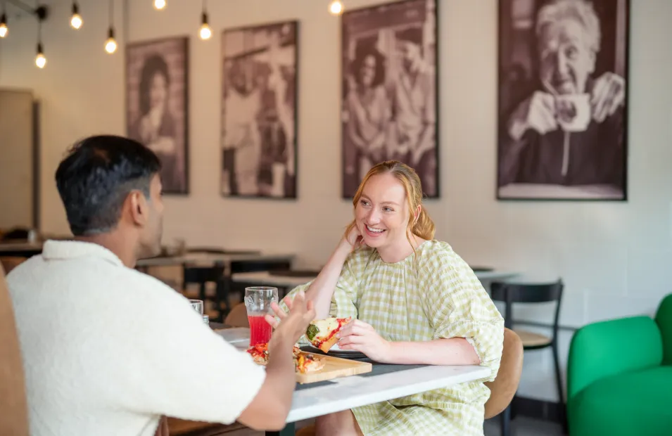 Couple sitting in restaurant at Marleigh Park