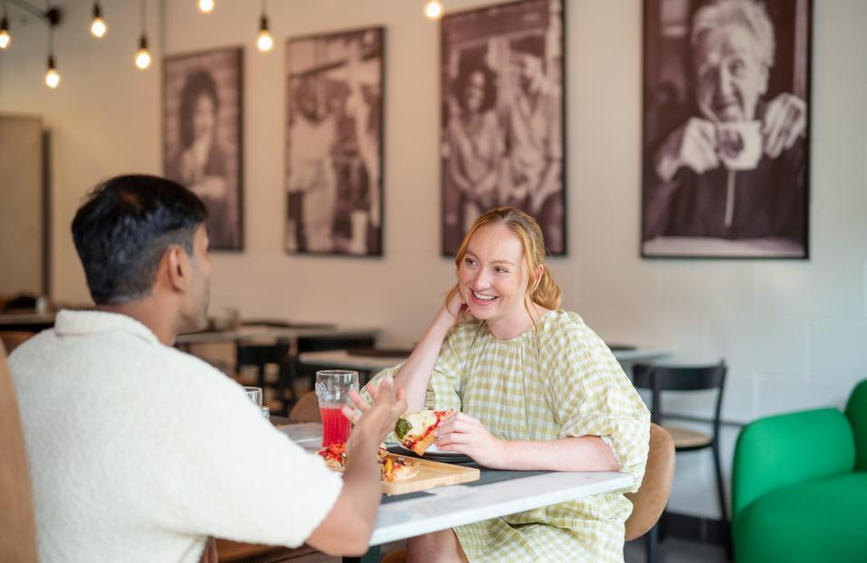 Couple sitting in restaurant at Marleigh Park