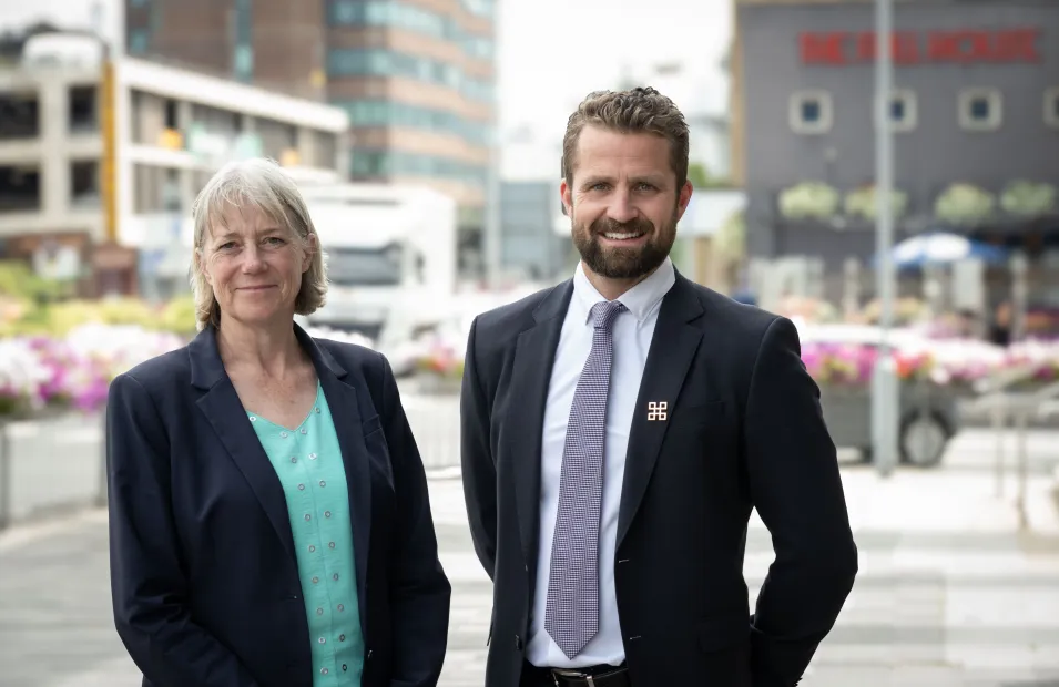 Cllr Sally Symington and Tom Hill