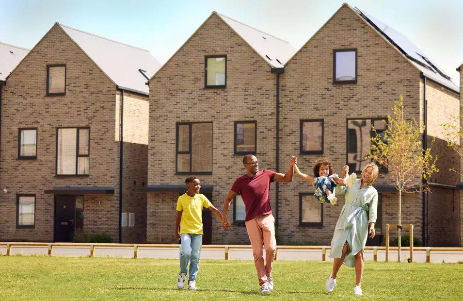 Family outside Timberworks, Cambridge 