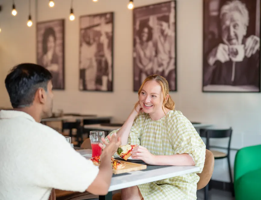 Couple sitting in restaurant at Marleigh Park