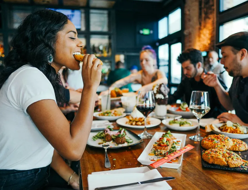People eating at restaurant