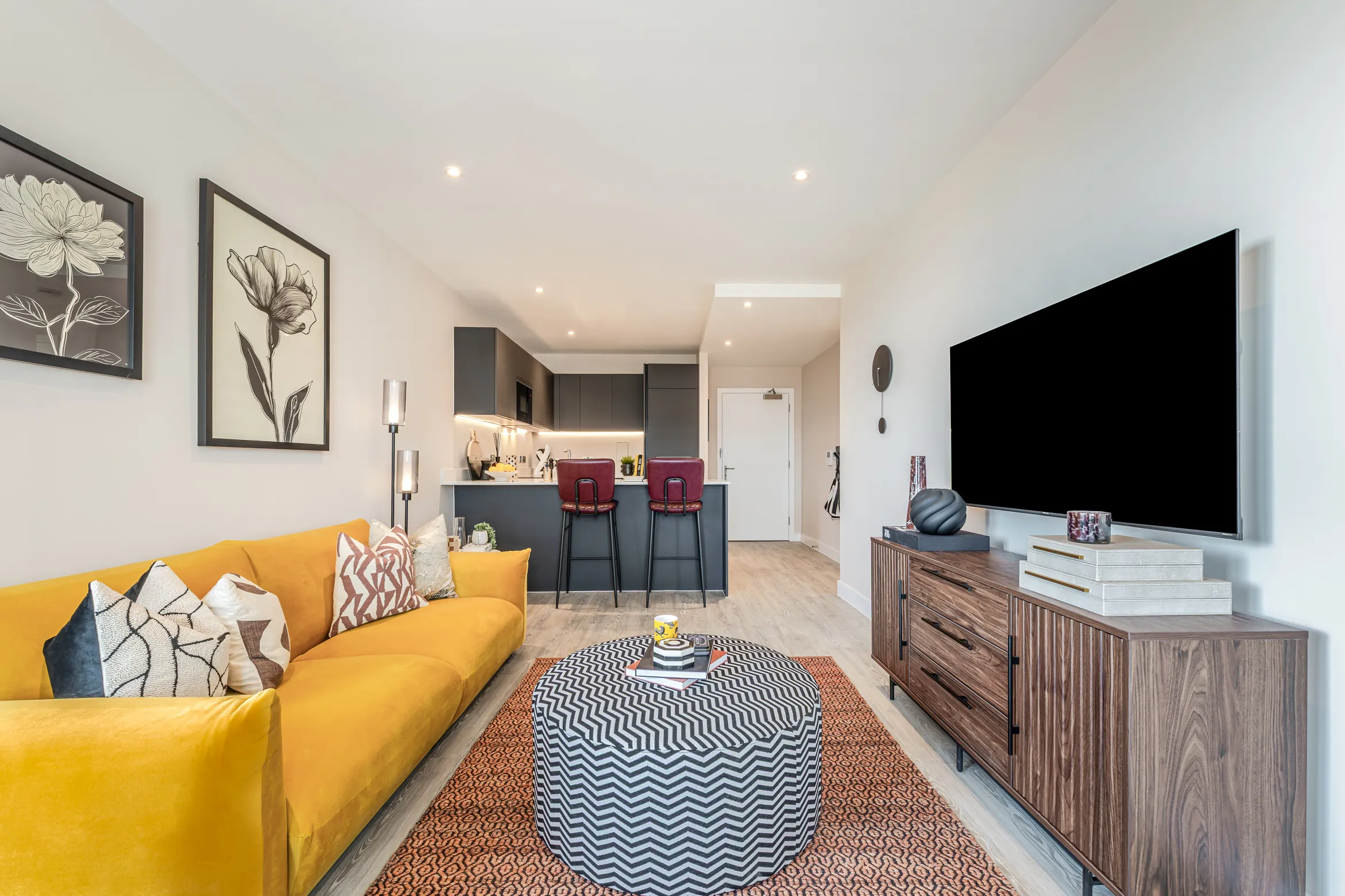 The Liberty, one bed one bath show home, living space